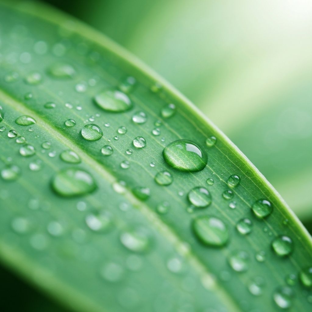 Gotas de agua sobre superficie natural